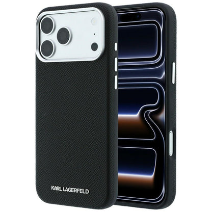 MagSafe-Hülle für Apple iPhone 18 Pro Max / 17 Pro Max, Karl Lagerfeld, Geprägtes Verlängertes Logo, Schwarz