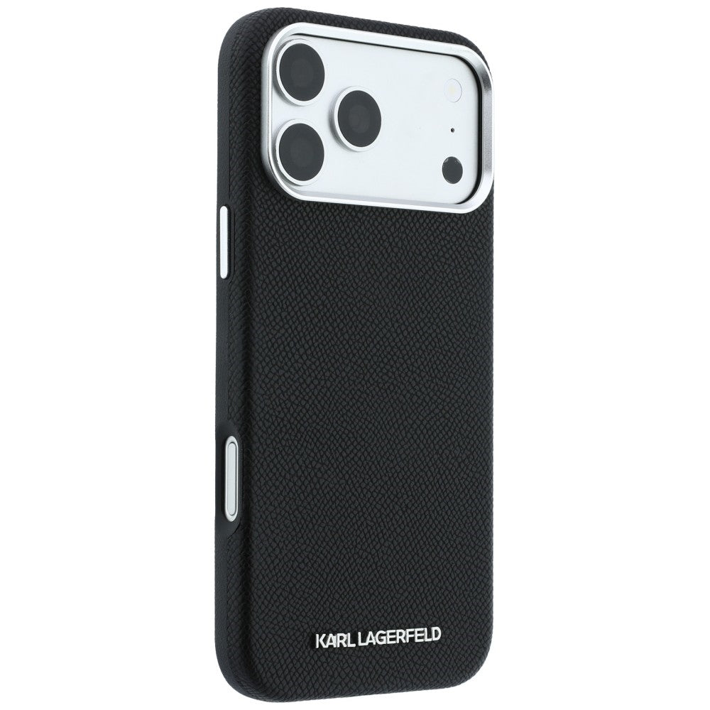 MagSafe-Hülle für Apple iPhone 18 Pro Max / 17 Pro Max, Karl Lagerfeld, Geprägtes Verlängertes Logo, Schwarz