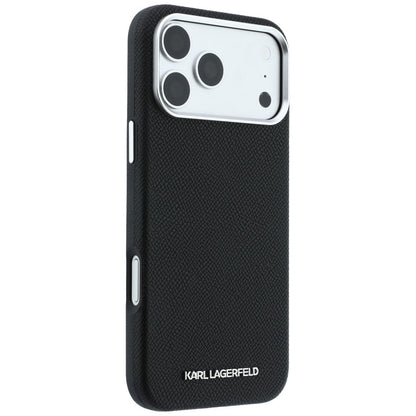 MagSafe-Hülle für Apple iPhone 18 Pro Max / 17 Pro Max, Karl Lagerfeld, Geprägtes Verlängertes Logo, Schwarz