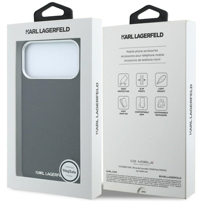 MagSafe-Hülle für Apple iPhone 18 Pro Max / 17 Pro Max, Karl Lagerfeld, Geprägtes Verlängertes Logo, Schwarz