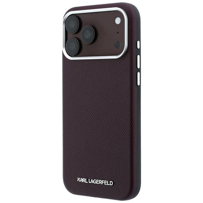 MagSafe Case for Apple iPhone 18 Pro Max / 17 Pro Max, Karl Lagerfeld, Grained Elongated Logo, Burgundy