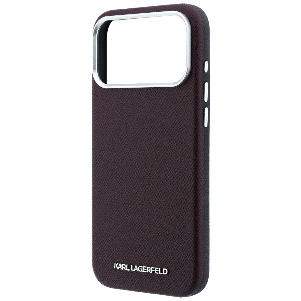 MagSafe Case for Apple iPhone 18 Pro Max / 17 Pro Max, Karl Lagerfeld, Grained Elongated Logo, Burgundy
