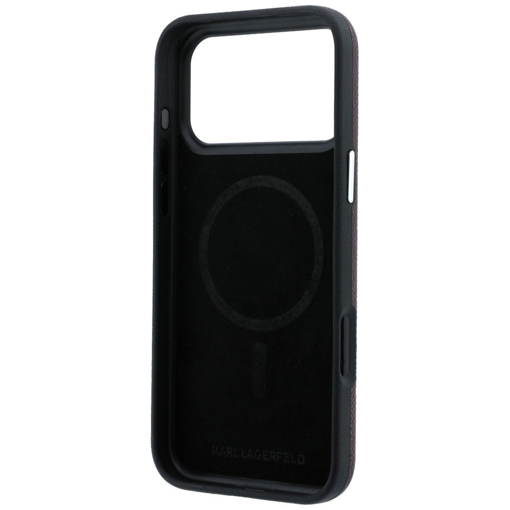 MagSafe Case for Apple iPhone 18 Pro Max / 17 Pro Max, Karl Lagerfeld, Grained Elongated Logo, Burgundy