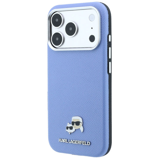 MagSafe-Hülle für Apple iPhone 18 Pro Max / 17 Pro Max, Karl Lagerfeld, Grained Karl & Choupette Head's Metal, Blau