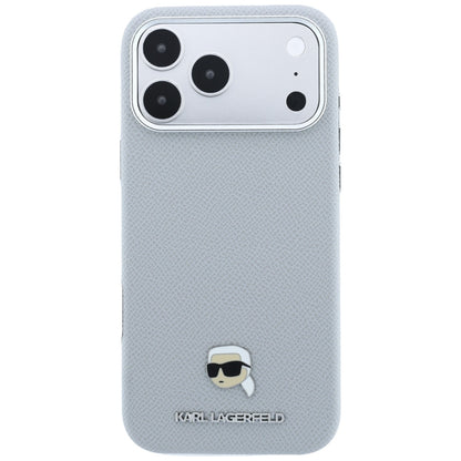 MagSafe-Hülle für Apple iPhone 18 Pro Max / 17 Pro Max, Karl Lagerfeld, genarbtes Karl Head's Metal, Grau
