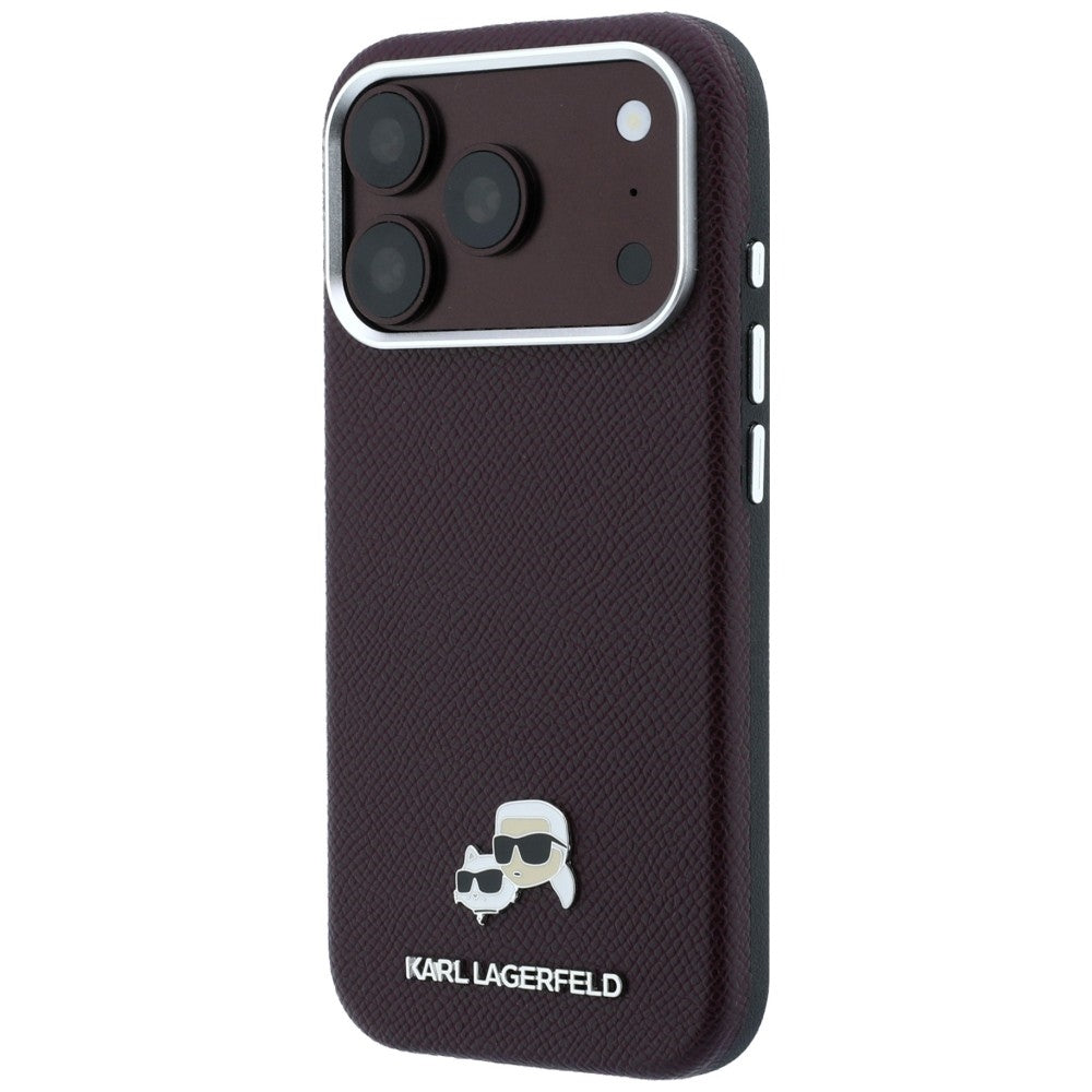 MagSafe-Hülle für Apple iPhone 18 Pro Max / 17 Pro Max, Karl Lagerfeld, Grained KC Heads, Weinrot