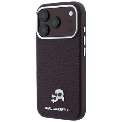 MagSafe-Hülle für Apple iPhone 18 Pro Max / 17 Pro Max, Karl Lagerfeld, Grained KC Heads, Weinrot
