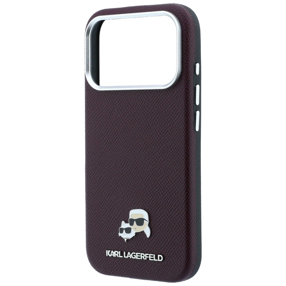MagSafe-Hülle für Apple iPhone 18 Pro Max / 17 Pro Max, Karl Lagerfeld, Grained KC Heads, Weinrot
