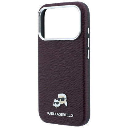 MagSafe-Hülle für Apple iPhone 18 Pro Max / 17 Pro Max, Karl Lagerfeld, Grained KC Heads, Weinrot