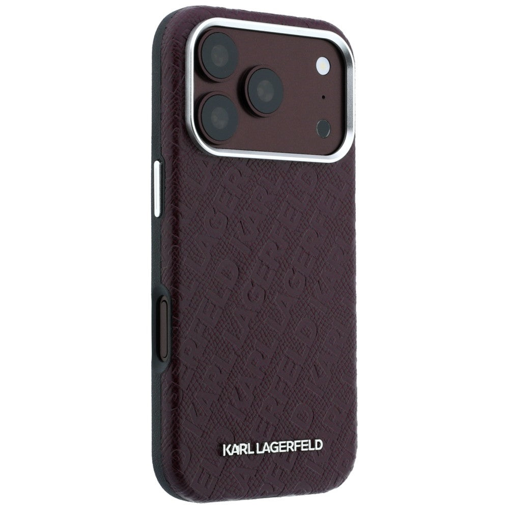 MagSafe-Hülle für Apple iPhone 18 Pro Max / 17 Pro Max, Karl Lagerfeld, geprägtes Metall-Logo, Weinrot