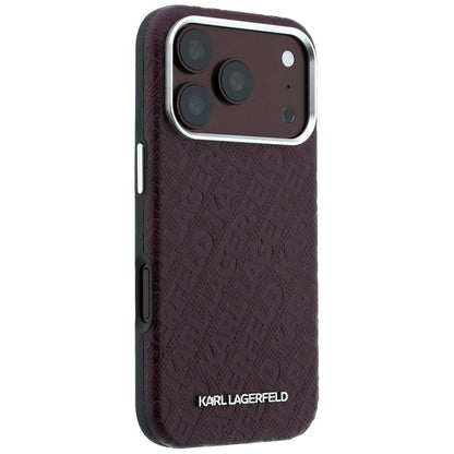 MagSafe-Hülle für Apple iPhone 18 Pro Max / 17 Pro Max, Karl Lagerfeld, geprägtes Metall-Logo, Weinrot