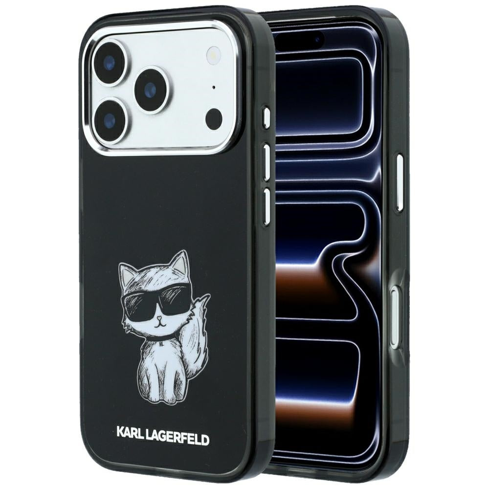 MagSafe-Hülle für Apple iPhone 18 Pro Max / 17 Pro Max, Karl Lagerfeld, IML Choupette Body Sketch Print, Schwarz