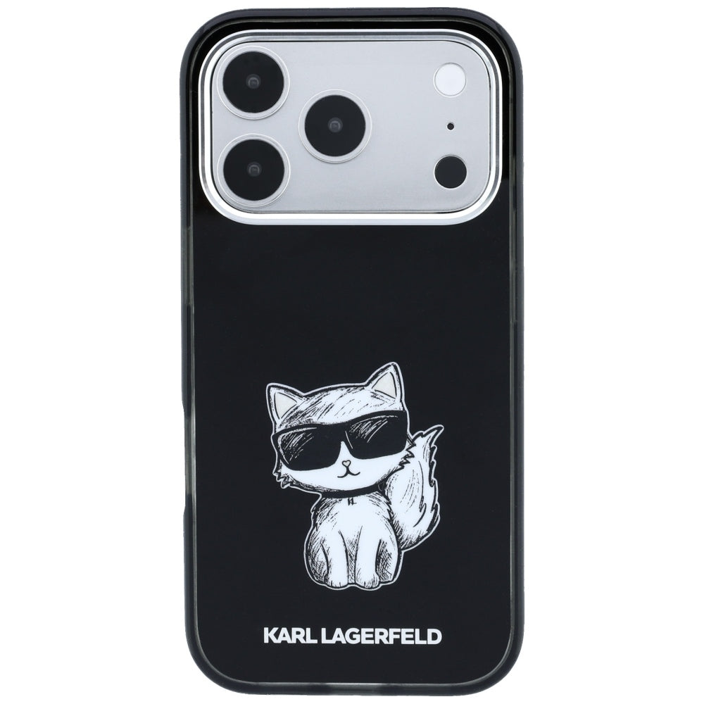 MagSafe-Hülle für Apple iPhone 18 Pro Max / 17 Pro Max, Karl Lagerfeld, IML Choupette Body Sketch Print, Schwarz