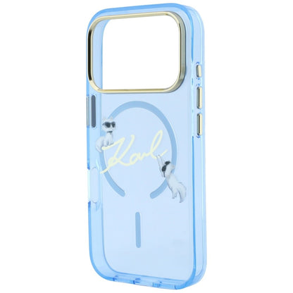MagSafe-Hülle für Apple iPhone 18 Pro Max / 17 Pro Max, Karl Lagerfeld, IML Choupette Karl Script Logo, Blau