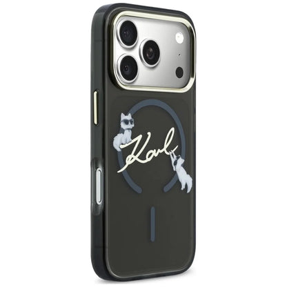 MagSafe Case for Apple iPhone 18 Pro Max / 17 Pro Max, Karl Lagerfeld, IML Choupette Karl Script Logo, Black