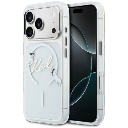MagSafe-Hülle für Apple iPhone 18 Pro Max / 17 Pro Max, Karl Lagerfeld, IML Choupette Karl Script Logo, Transparent