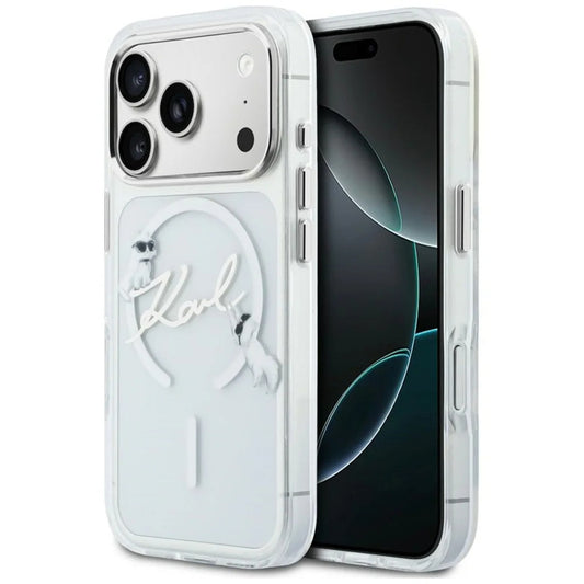 MagSafe-Hülle für Apple iPhone 18 Pro Max / 17 Pro Max, Karl Lagerfeld, IML Choupette Karl Script Logo, Transparent