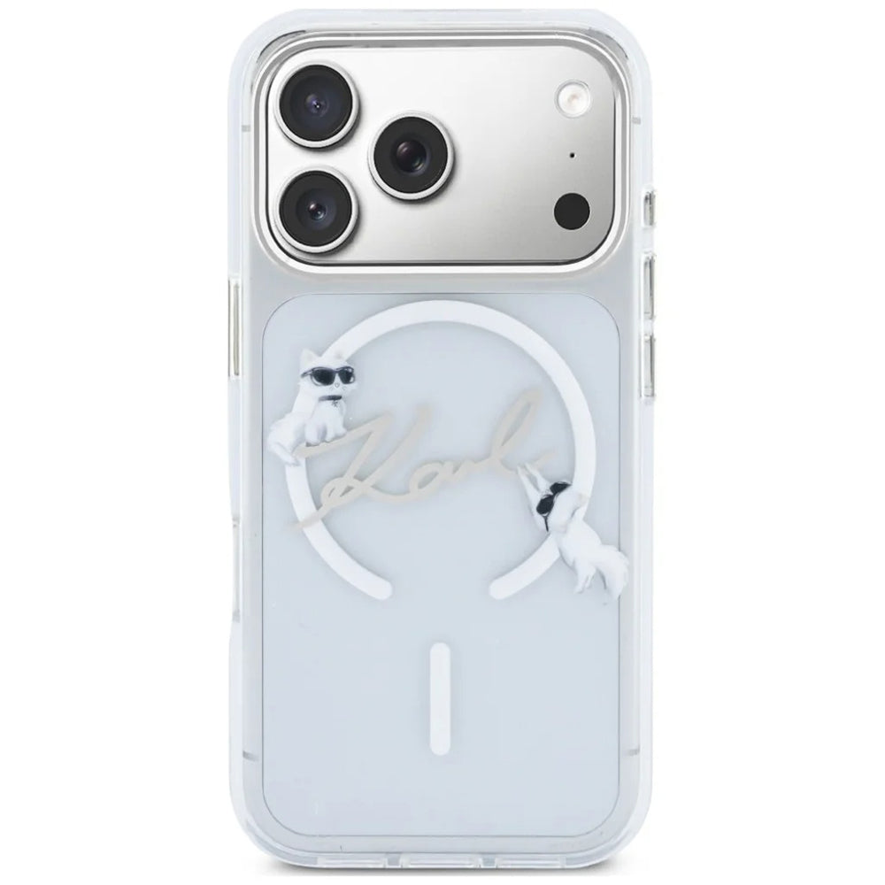MagSafe-Hülle für Apple iPhone 18 Pro Max / 17 Pro Max, Karl Lagerfeld, IML Choupette Karl Script Logo, Transparent