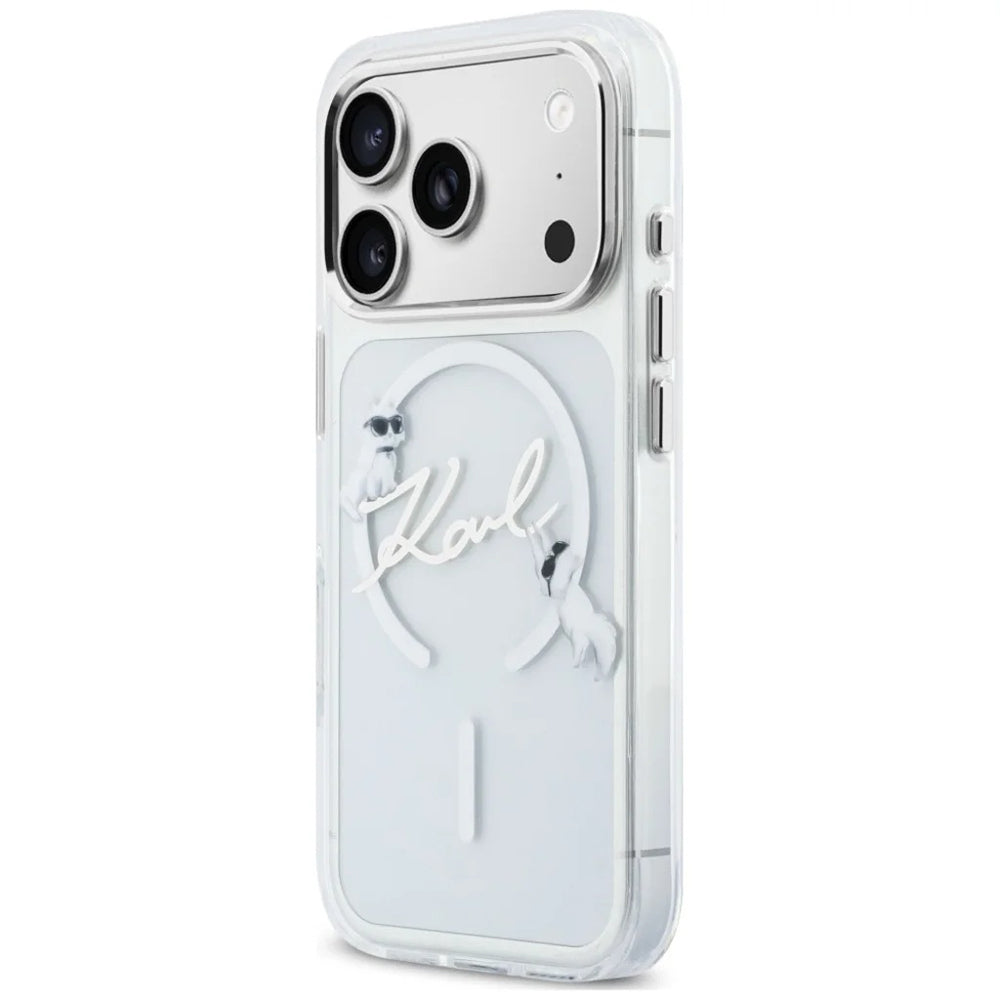 MagSafe-Hülle für Apple iPhone 18 Pro Max / 17 Pro Max, Karl Lagerfeld, IML Choupette Karl Script Logo, Transparent