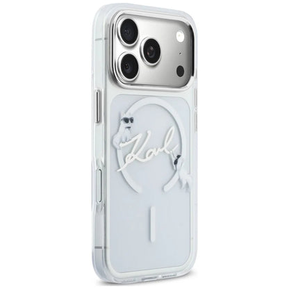 MagSafe-Hülle für Apple iPhone 18 Pro Max / 17 Pro Max, Karl Lagerfeld, IML Choupette Karl Script Logo, Transparent