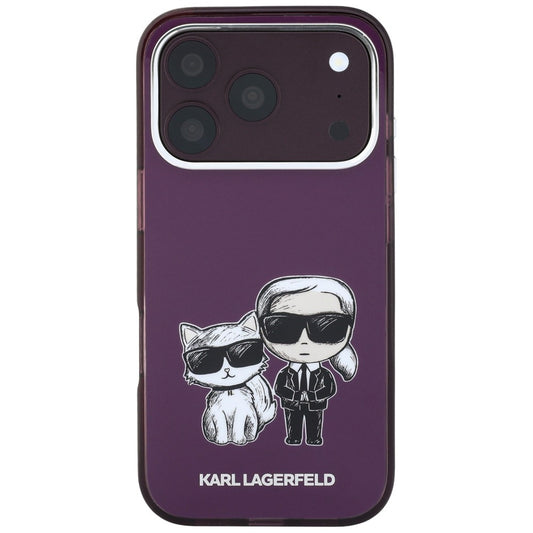 MagSafe-Hülle für Apple iPhone 18 Pro Max / 17 Pro Max, Karl Lagerfeld, IML KC Bodies Sketch Print, Weinrot