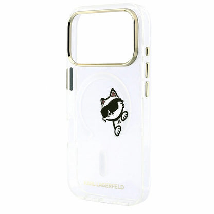 MagSafe-Hülle für Apple iPhone 18 Pro Max / 17 Pro Max, Karl Lagerfeld, IML Peekaboo Print und Metallrahmen, Transparent