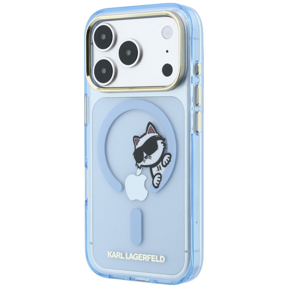 MagSafe-Hülle für Apple iPhone 18 Pro Max / 17 Pro Max, Karl Lagerfeld, IML Peekaboo Print and Metal Frame, Bleu