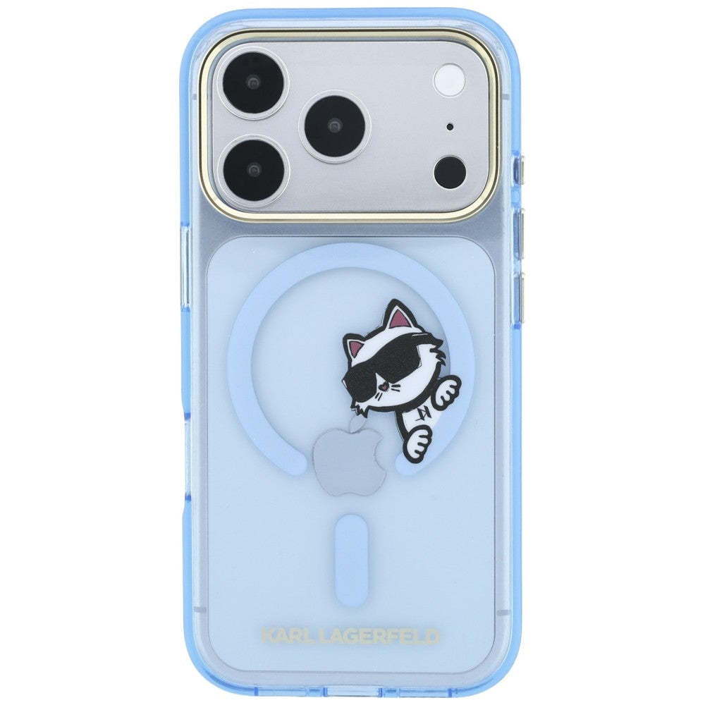 MagSafe-Hülle für Apple iPhone 18 Pro Max / 17 Pro Max, Karl Lagerfeld, IML Peekaboo Print and Metal Frame, Bleu