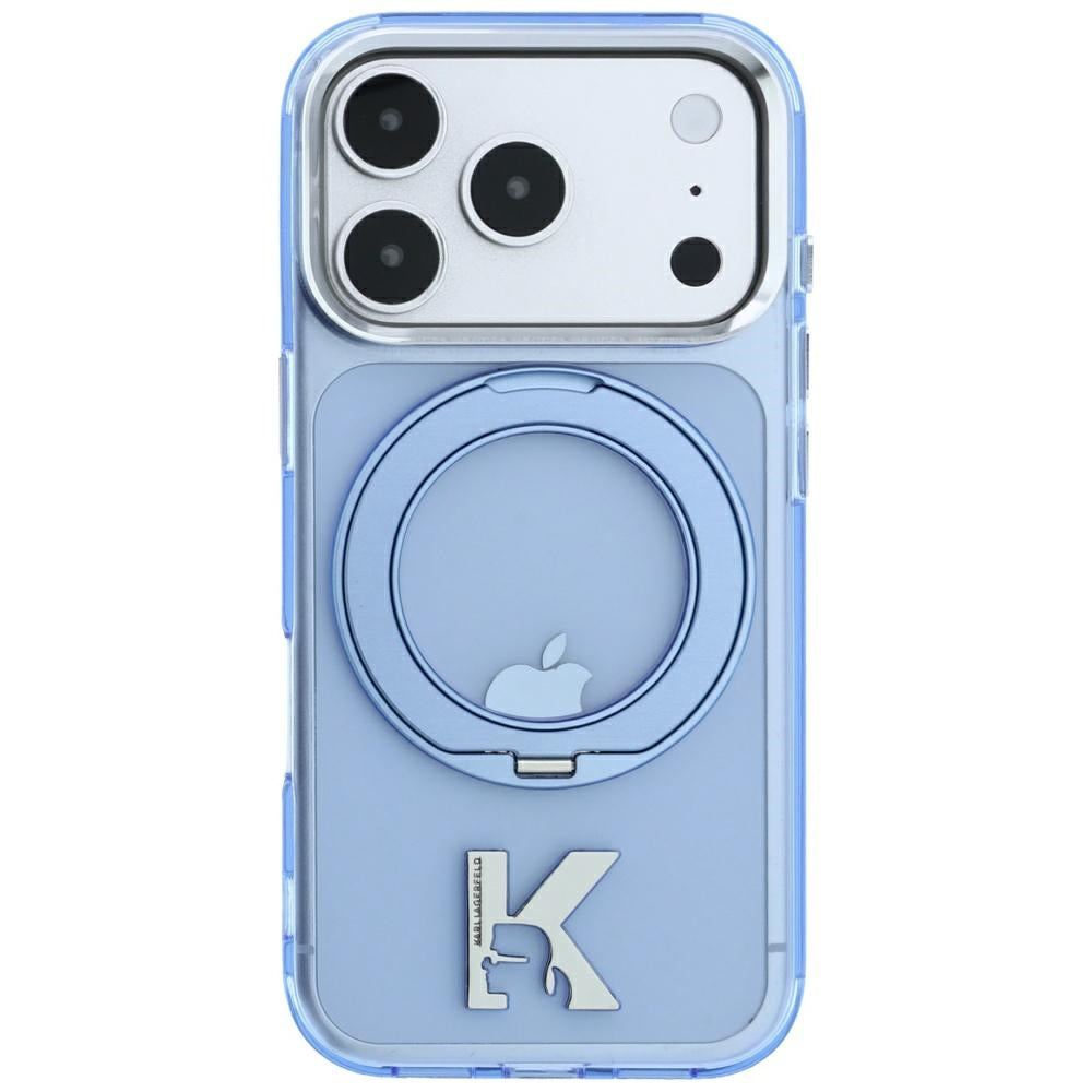MagSafe-Hülle für Apple iPhone 18 Pro Max / 17 Pro Max, Karl Lagerfeld, IML Ring Stand Kameo Metall, Blau