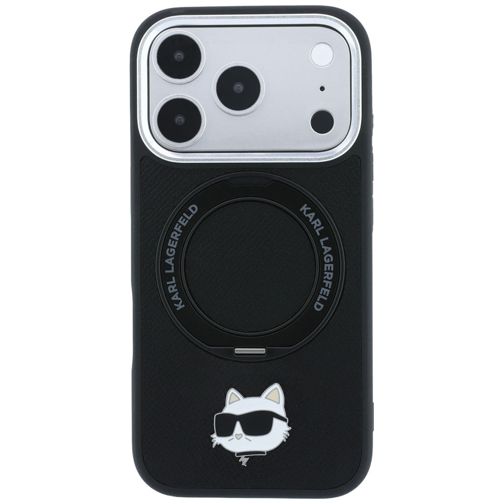 MagSafe-Hülle für Apple iPhone 18 Pro Max / 17 Pro Max, Karl Lagerfeld, Ring Stand 360 Choupette Pin, Schwarz