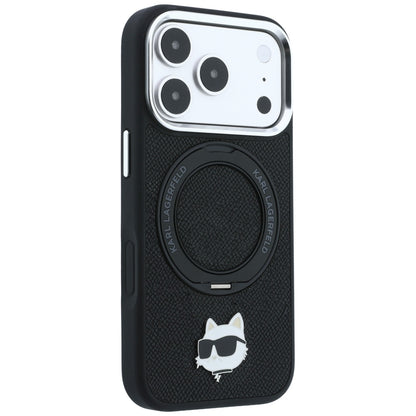 MagSafe-Hülle für Apple iPhone 18 Pro Max / 17 Pro Max, Karl Lagerfeld, Ring Stand 360 Choupette Pin, Schwarz