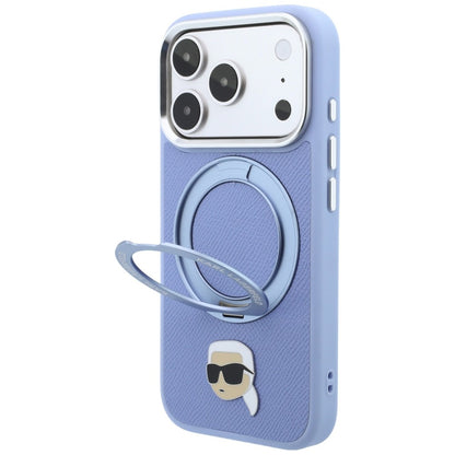 MagSafe-Hülle für Apple iPhone 18 Pro Max / 17 Pro Max, Karl Lagerfeld, Ring Stand 360 Karl Pin, Blau