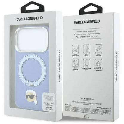 MagSafe-Hülle für Apple iPhone 18 Pro Max / 17 Pro Max, Karl Lagerfeld, Ring Stand 360 Karl Pin, Blau