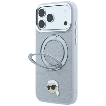 MagSafe-Hülle für Apple iPhone 18 Pro Max / 17 Pro Max, Karl Lagerfeld, Ring Stand 360 Karl Pin, Grau