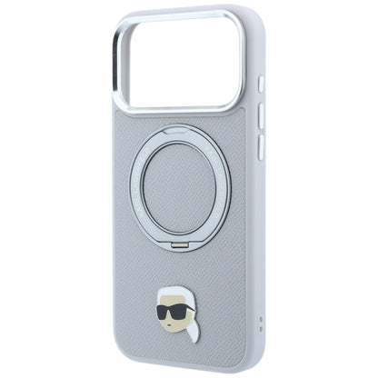 MagSafe-Hülle für Apple iPhone 18 Pro Max / 17 Pro Max, Karl Lagerfeld, Ring Stand 360 Karl Pin, Grau