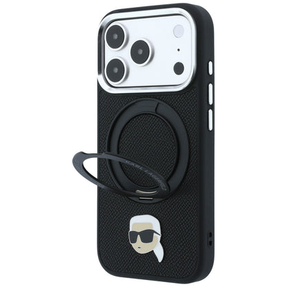 MagSafe-Hülle für Apple iPhone 18 Pro Max / 17 Pro Max, Karl Lagerfeld, Ring Stand 360 Karl Pin, Schwarz