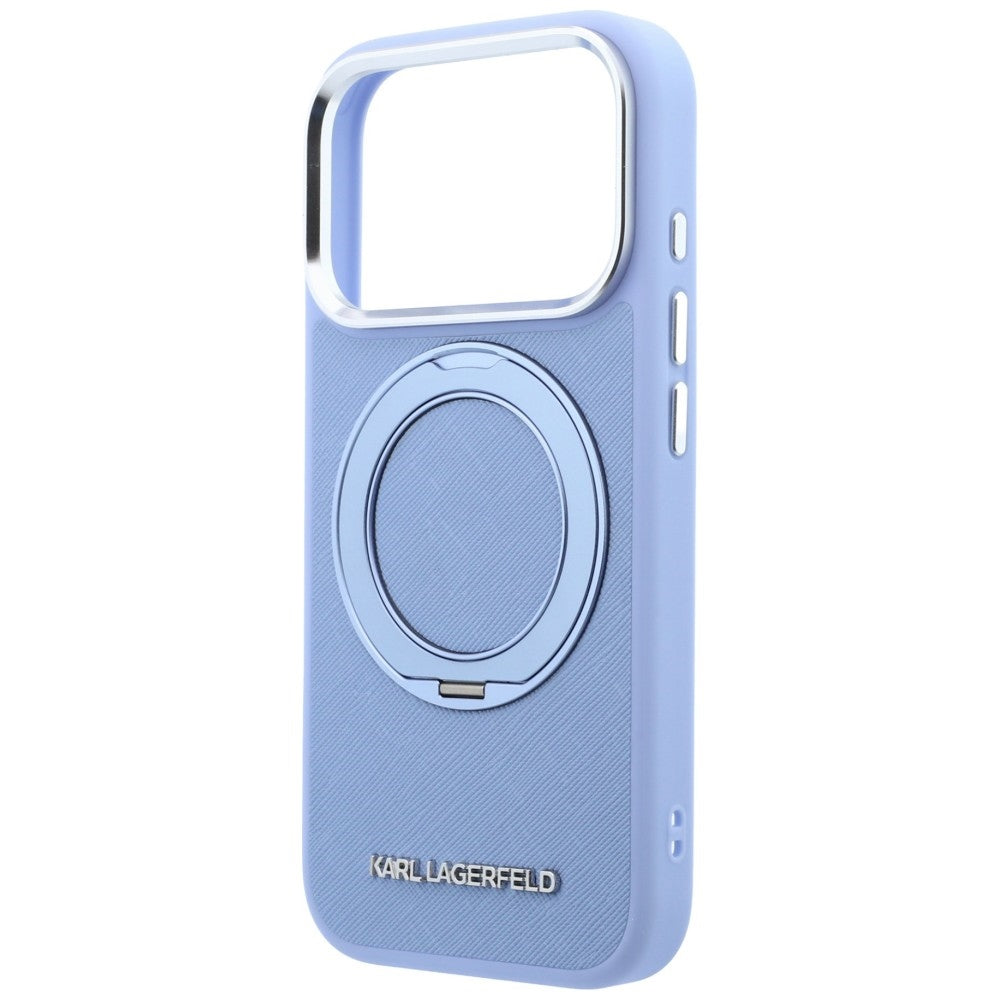 MagSafe Case for Apple iPhone 18 Pro Max / 17 Pro Max, Karl Lagerfeld, Ring Stand 360 Saffiano, Blue