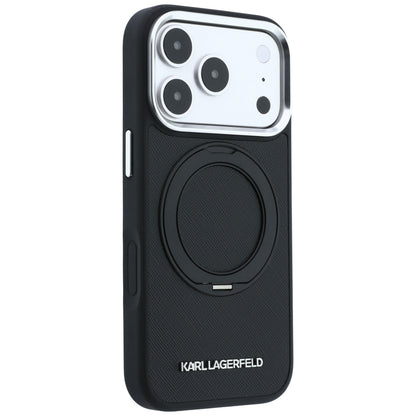 MagSafe Case for Apple iPhone 18 Pro Max / 17 Pro Max, Karl Lagerfeld, Ring Stand 360 Saffiano, Black