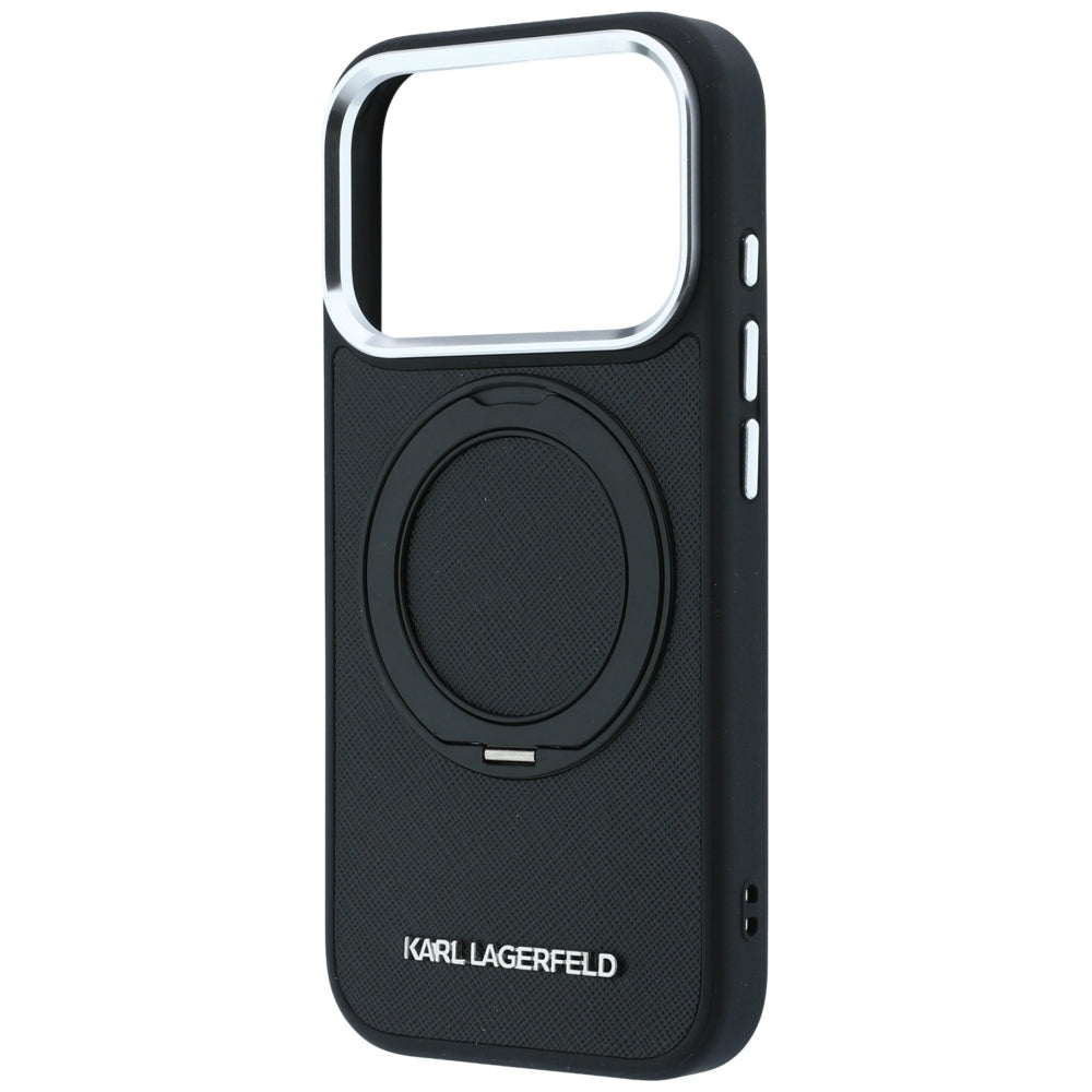 MagSafe Case for Apple iPhone 18 Pro Max / 17 Pro Max, Karl Lagerfeld, Ring Stand 360 Saffiano, Black