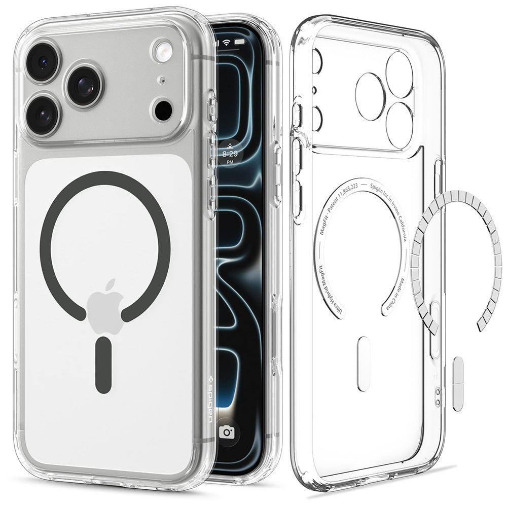MagSafe-Hülle für Apple iPhone 18 Pro Max / 17 Pro Max, Spigen, Ultra Hybrid, Transparent Grau ACS12119