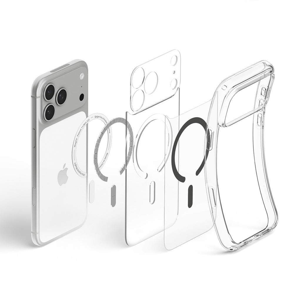 MagSafe-Hülle für Apple iPhone 18 Pro Max / 17 Pro Max, Spigen, Ultra Hybrid, Transparent Grau ACS12119