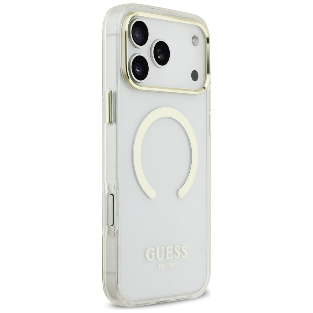 MagSafe Case for Apple iPhone 18 Pro Max, Guess, Metal Outline, Gold