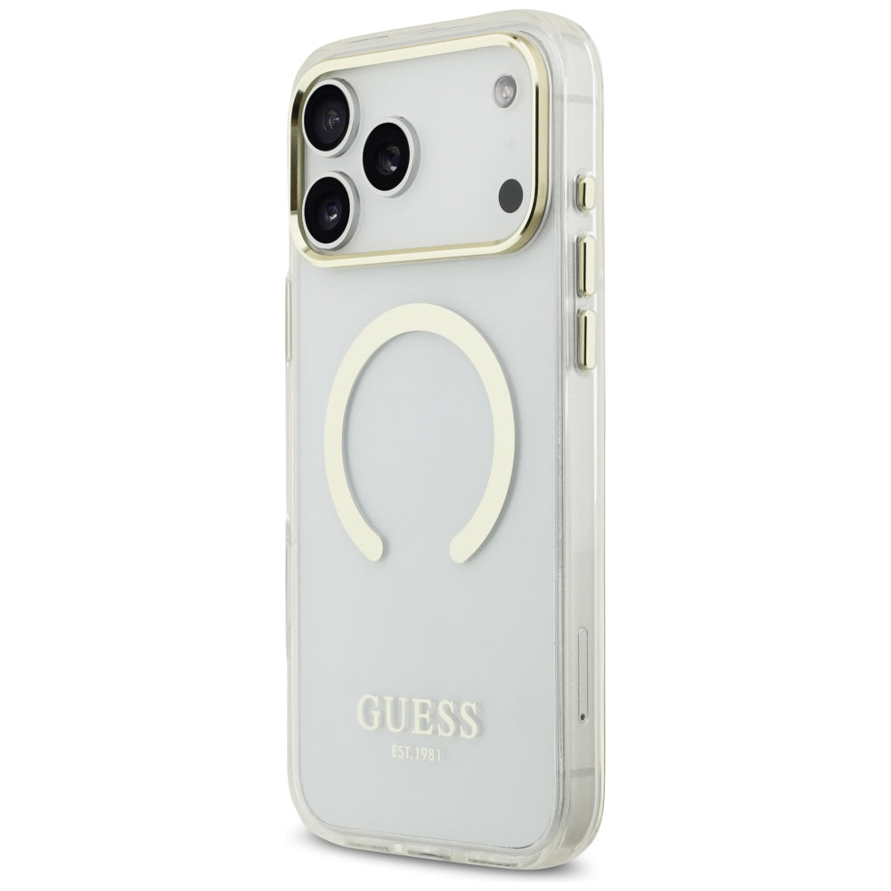 MagSafe Case for Apple iPhone 18 Pro Max, Guess, Metal Outline, Gold