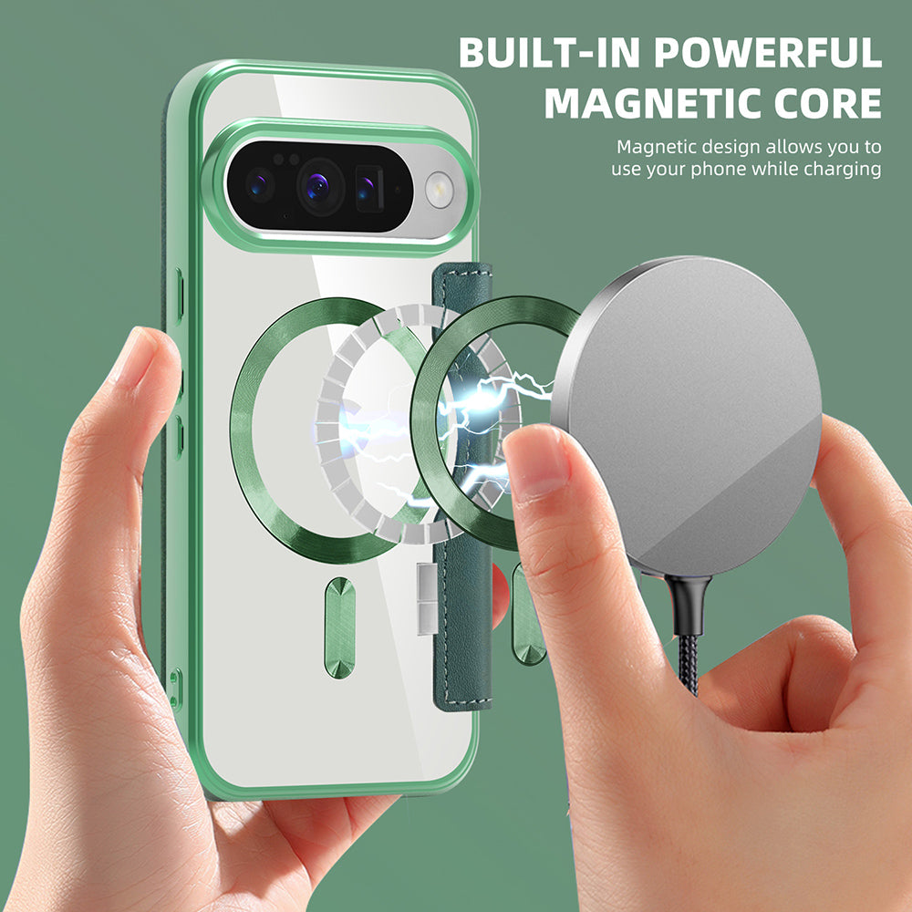 MagSafe Case for Google Pixel 10 Pro XL, Techsuit, SmartMag Book, Green