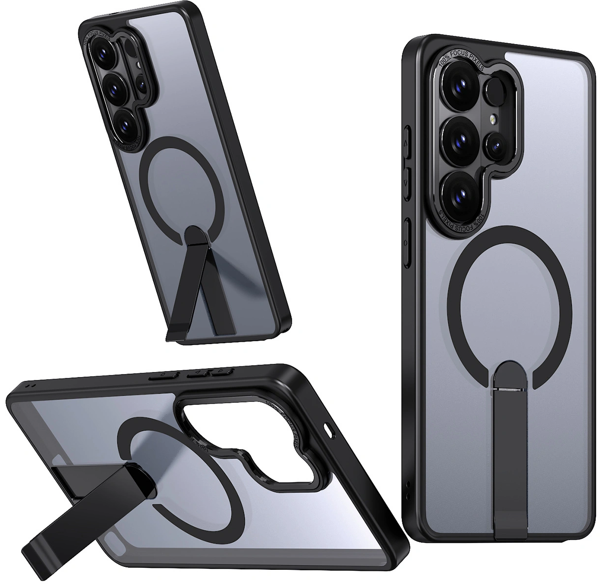 MagSafe-Hülle für Samsung Galaxy S26 Ultra S948, Hybrid Armor, X mit Ständer, Schwarz