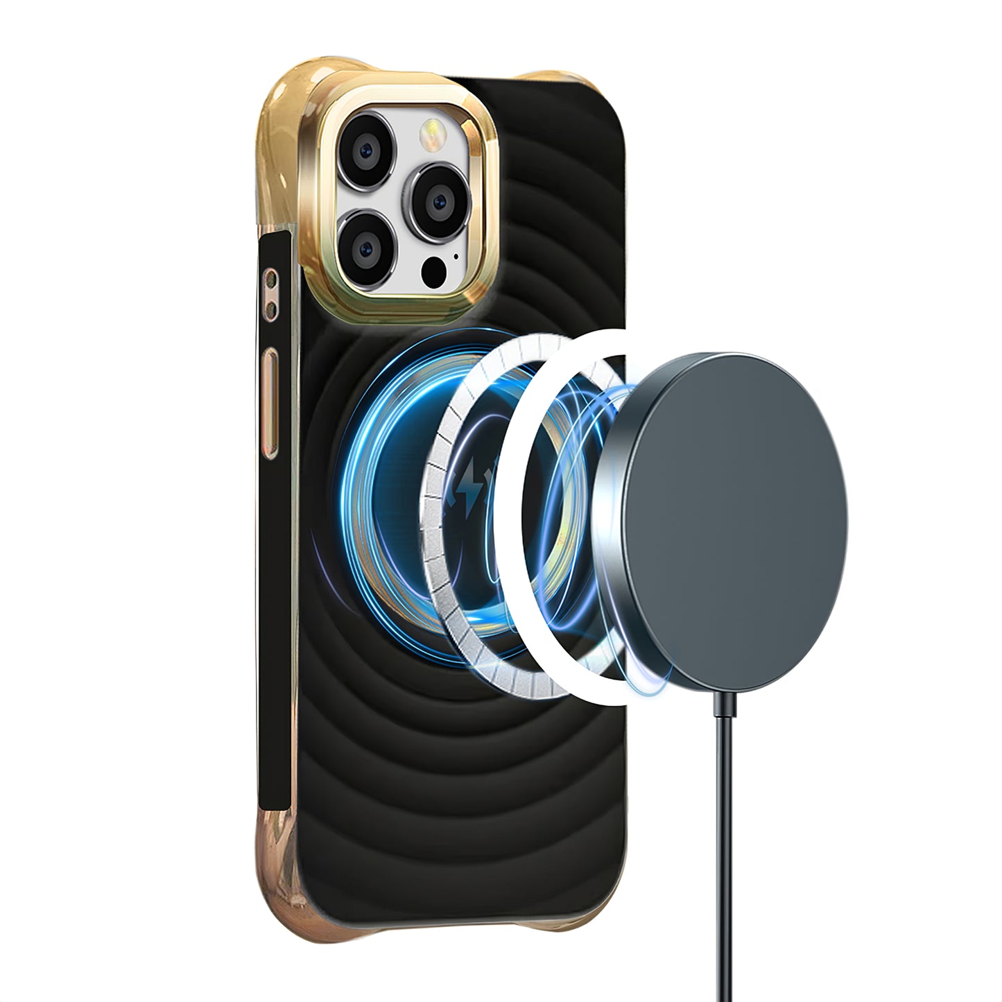 MagSafe-Hülle für Samsung Galaxy S23 FE S711, OEM, Circle Glam, Schwarz