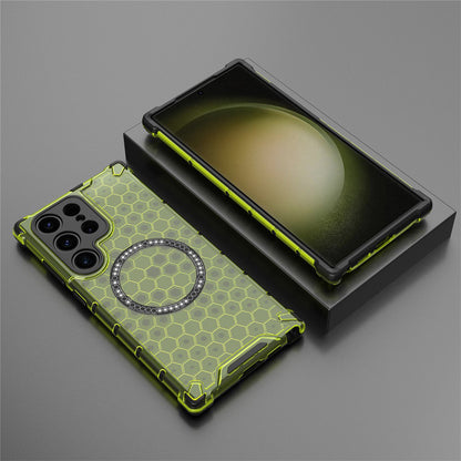 MagSafe Case for Samsung Galaxy S25 Ultra S938, Techsuit, HoneyComb Shield, Green