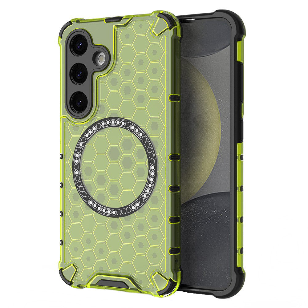 MagSafe Case for Samsung Galaxy S25 S931, Techsuit, HoneyComb Shield, Green