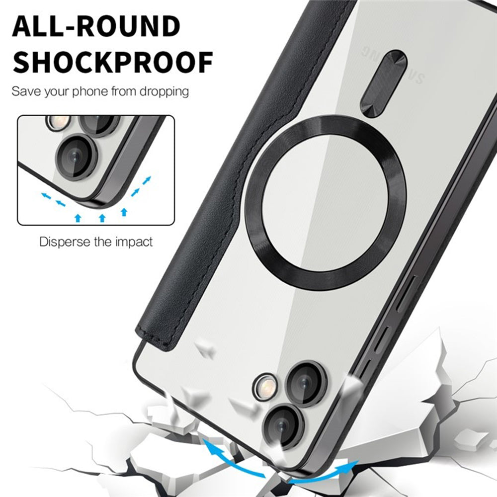 MagSafe-Hülle für Samsung Galaxy A05 A055, Techsuit, SmartMag Book, Schwarz