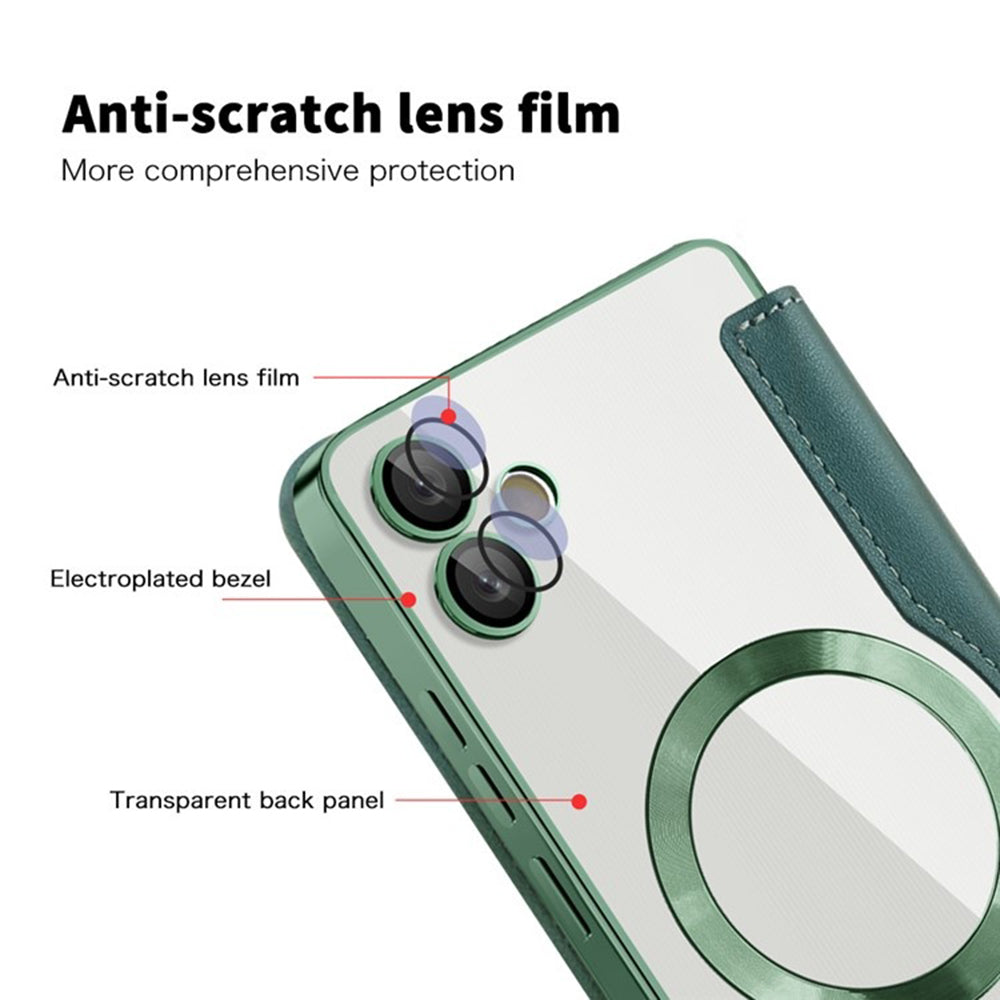 MagSafe-Hülle für Samsung Galaxy A05 A055, Techsuit, SmartMag Book, Grün